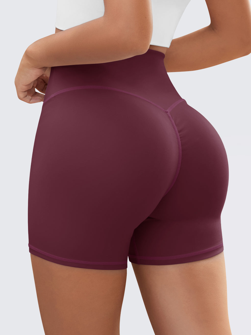 Aoysky Womens Burgundy Ruched Biker Shorts