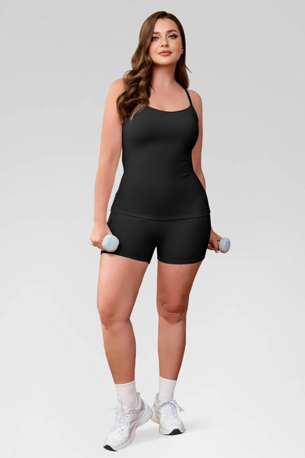 Aoysky Womens Black Plus Size Workout Set
