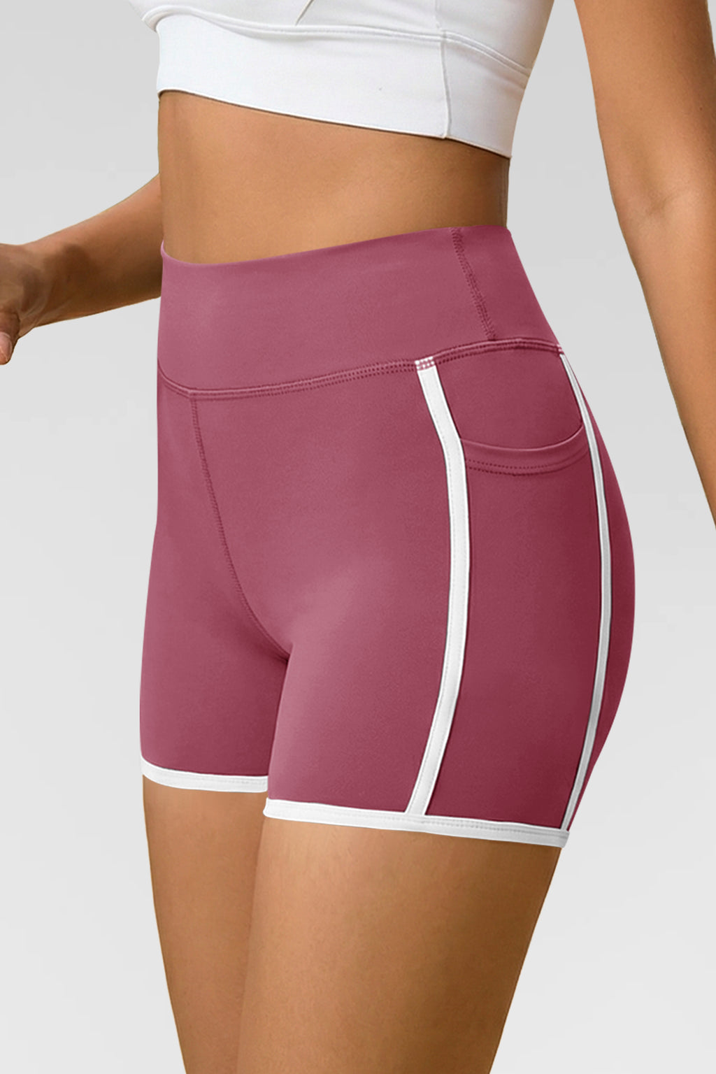 Aoysky Womens Dark Pink High Waist Biker Shorts