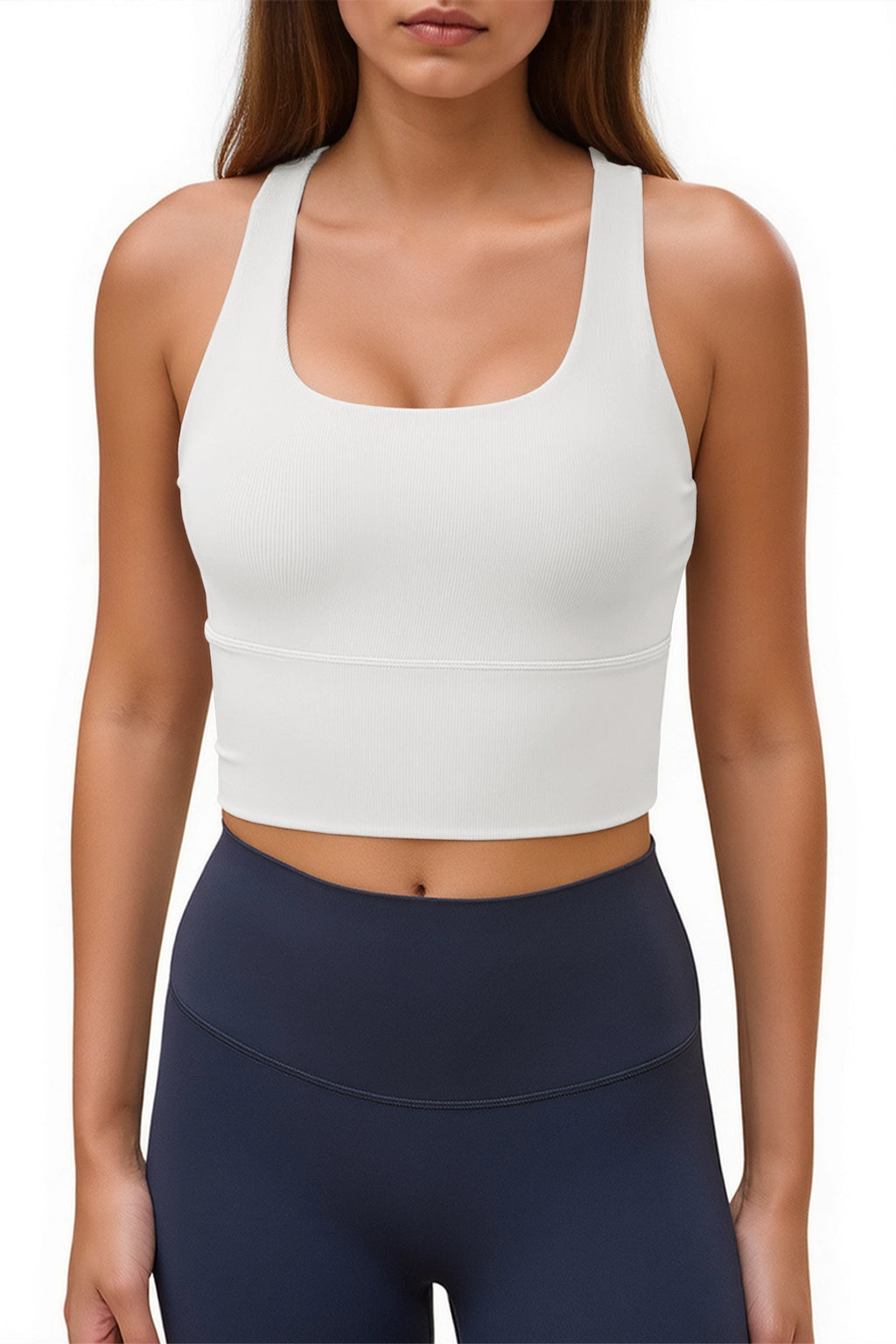 Aoysky Womens White Ribbed Racerback Tank