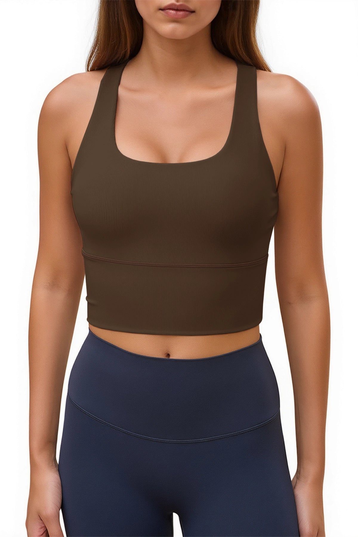 Aoysky Womens Coffee Ribbed Racerback Tank