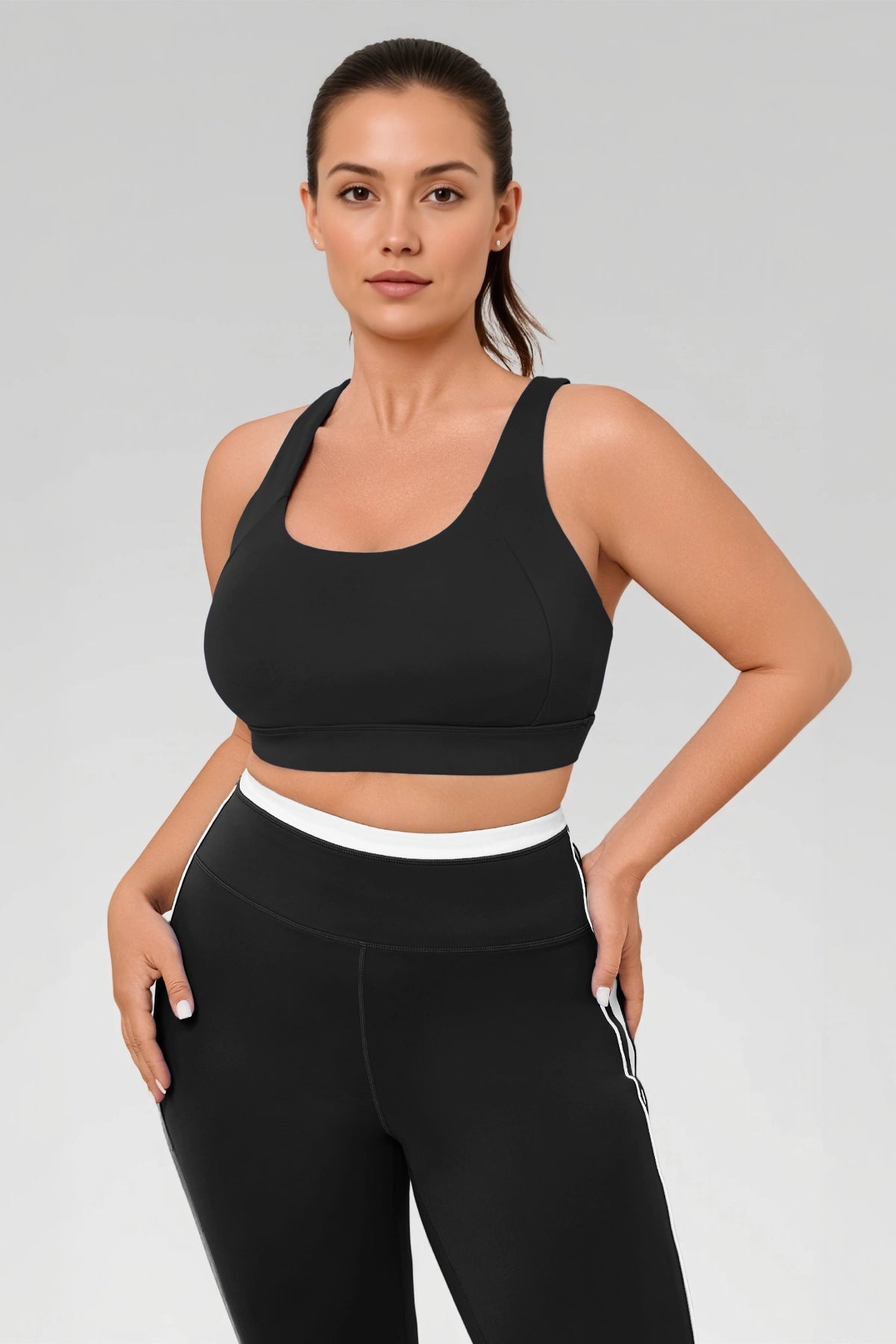 Aoysky Womens Black Plus Size Sports Bra