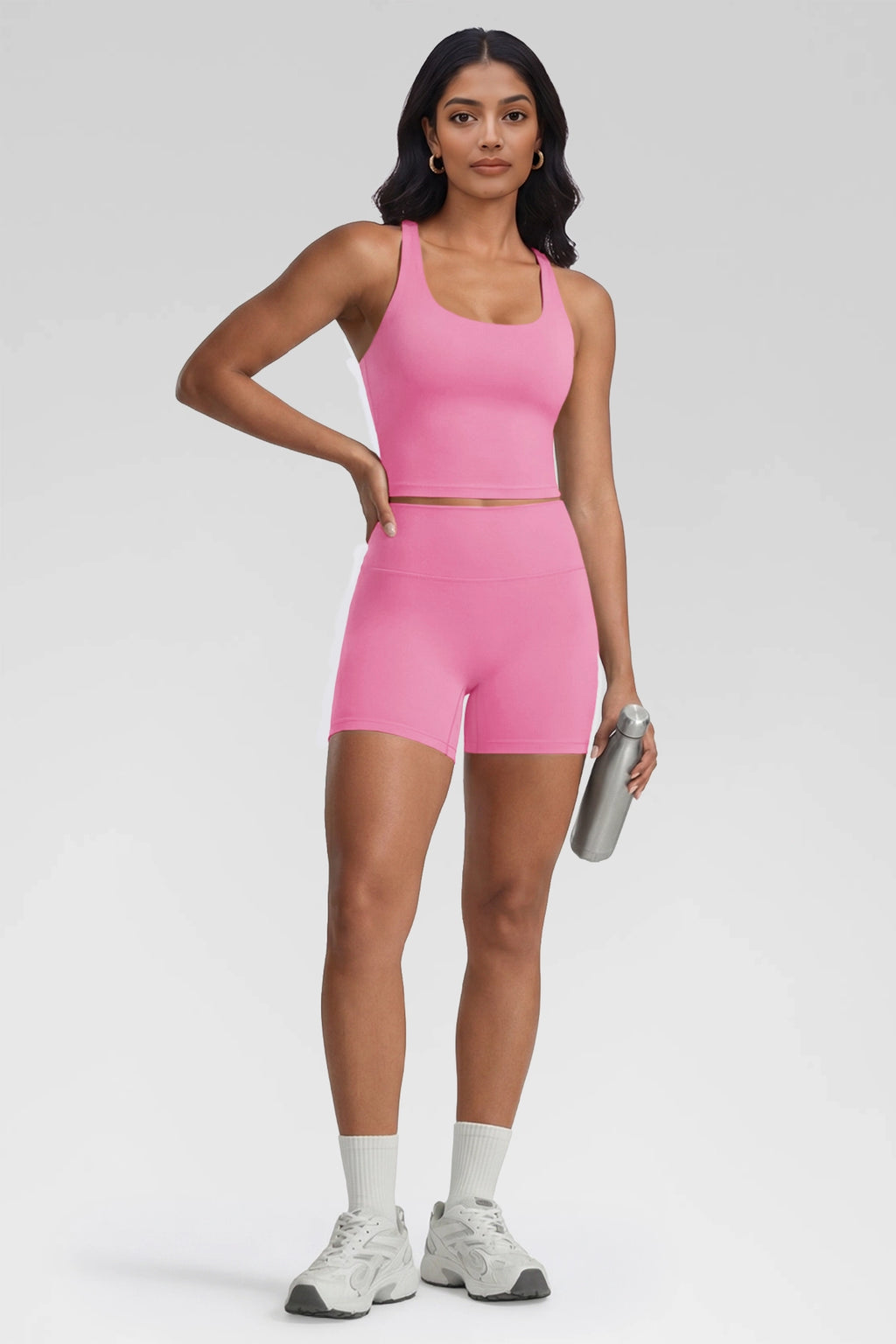 Aoysky Womens Pink Halter Workout Set