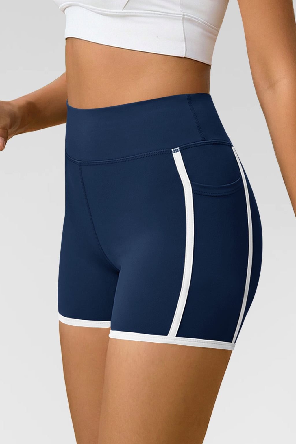 Aoysky Womens Dark Blue High Waist Biker Shorts