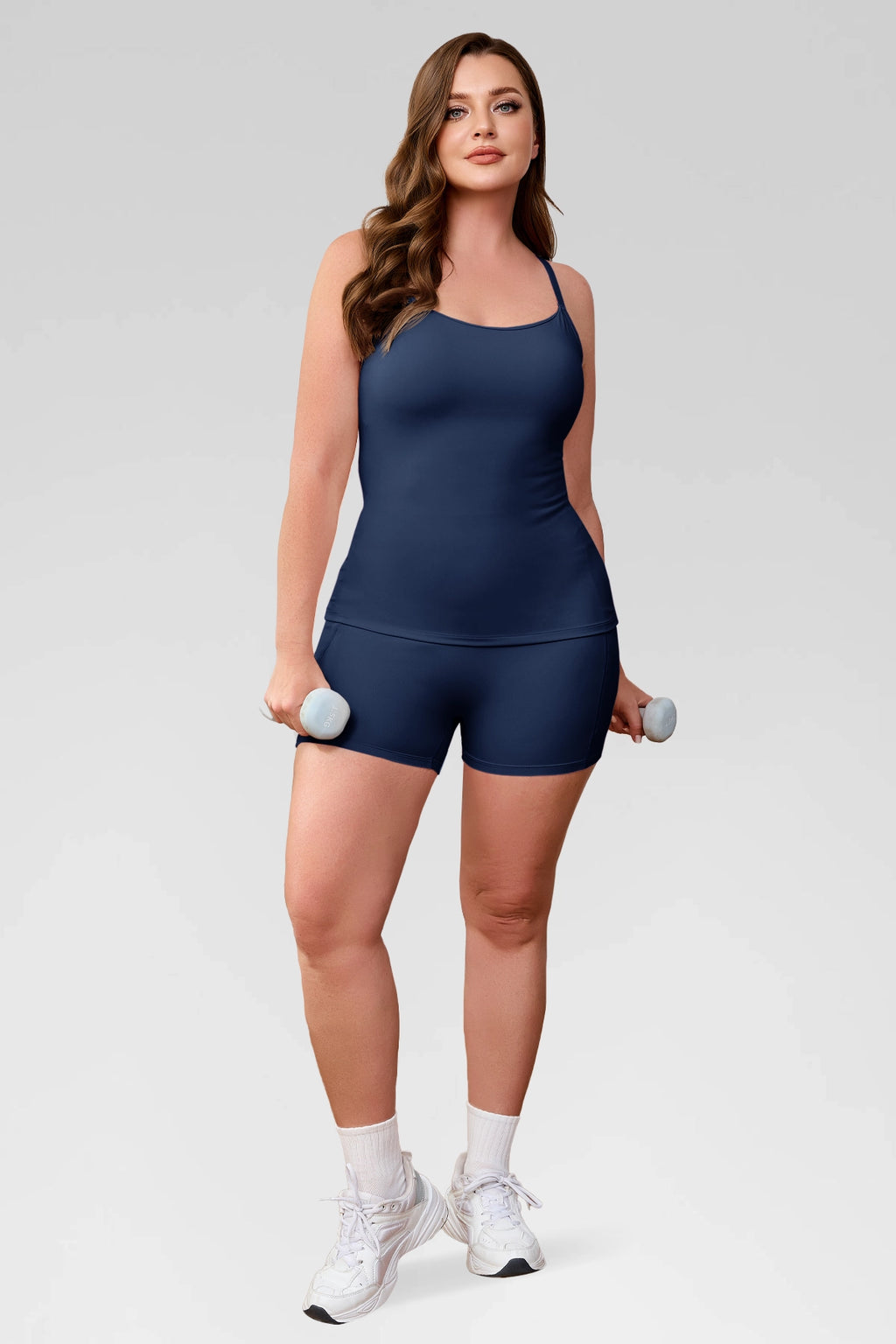 Aoysky Womens Dark Blue Plus Size Workout Set