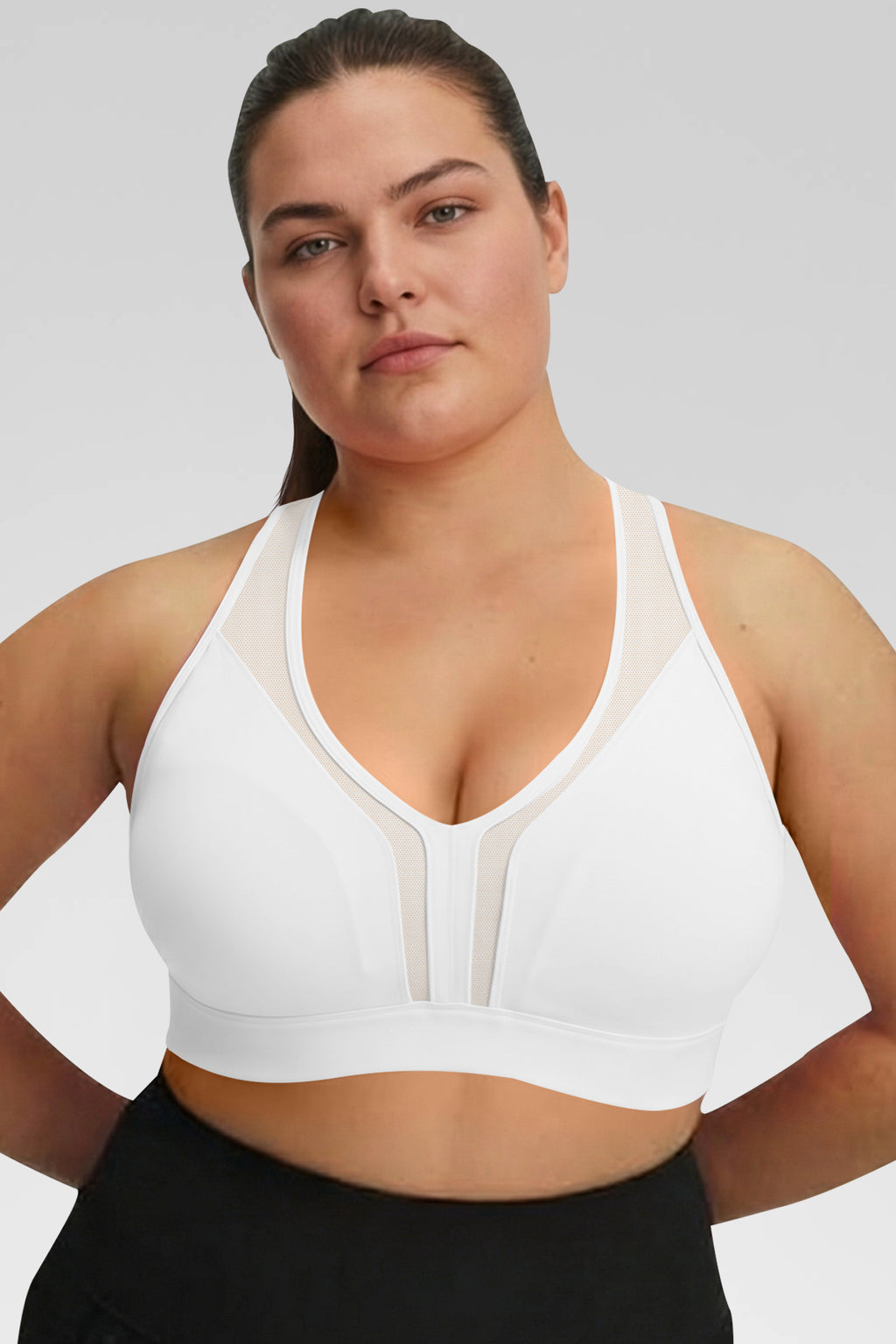 Aoysky Womens White Plus Size Sports Bra