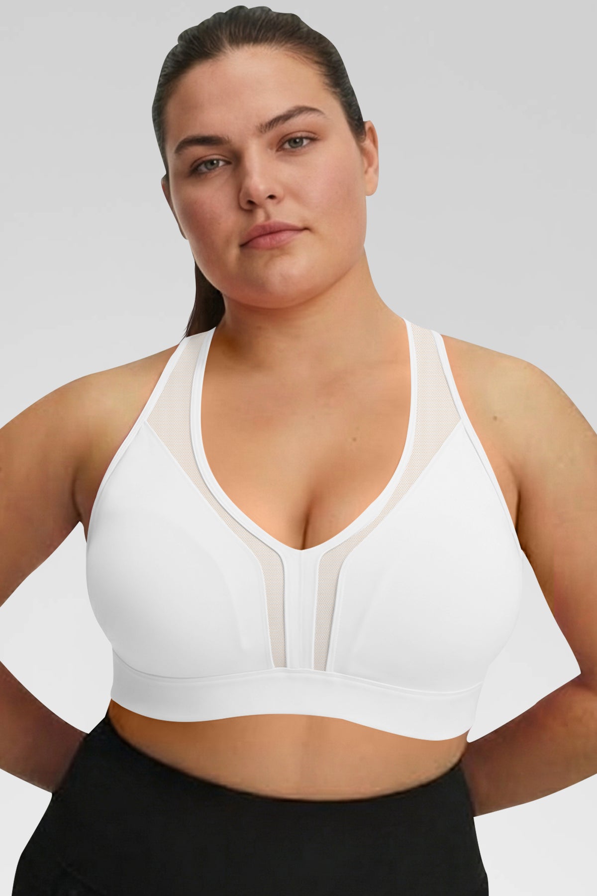 Aoysky Womens White Plus Size Sports Bra