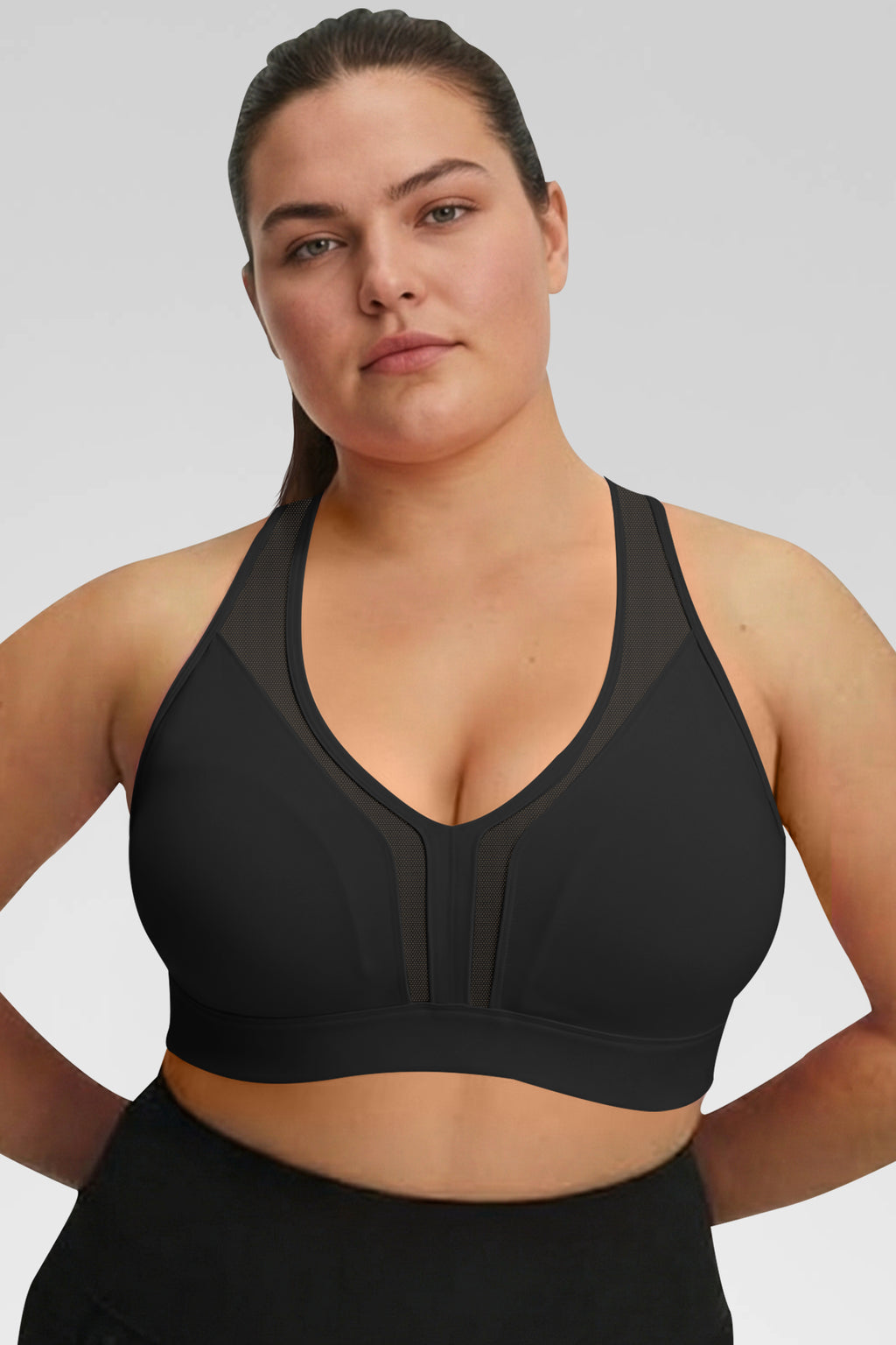 Aoysky Womens Black Plus Size Sports Bra
