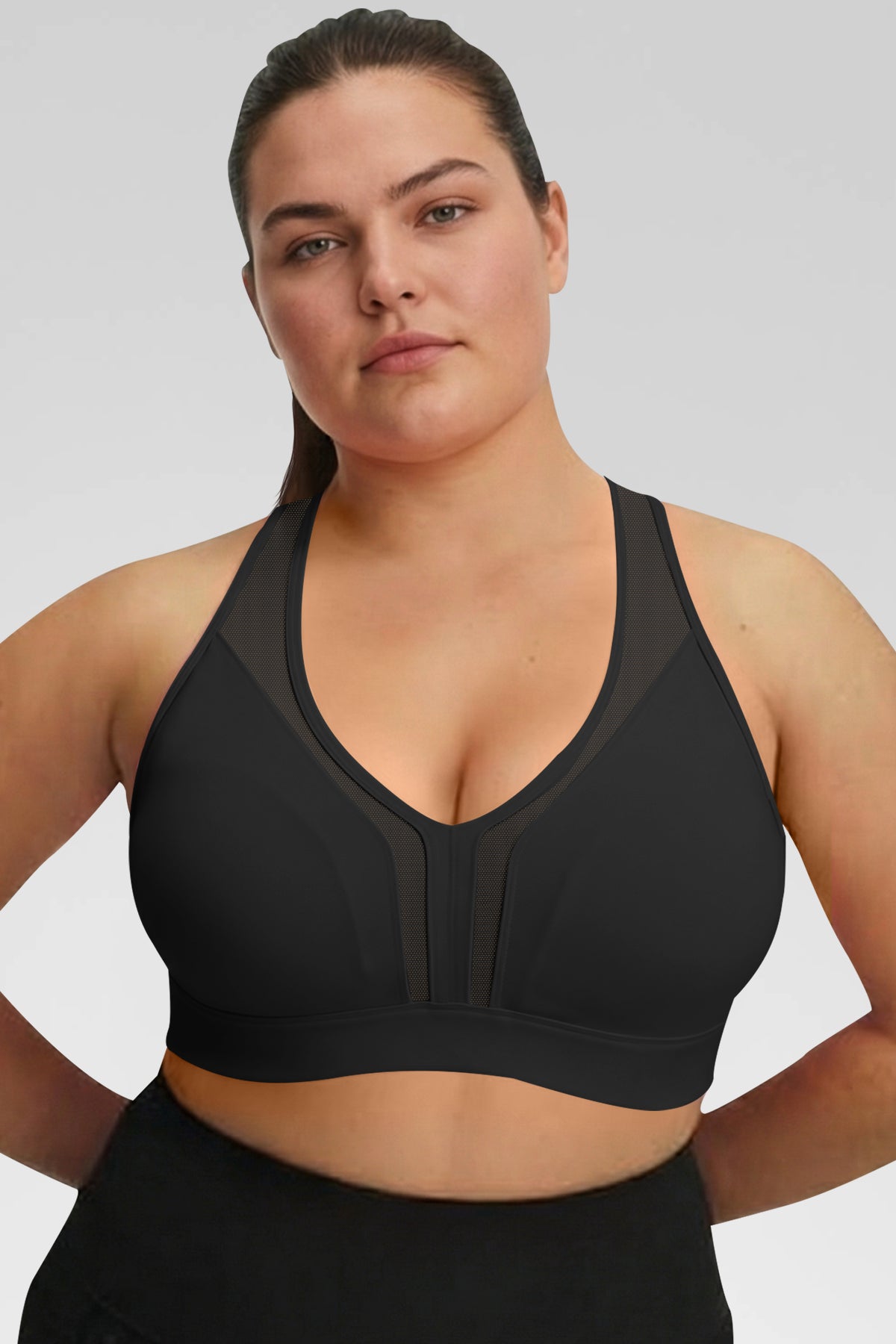 Aoysky Womens Black Plus Size Sports Bra