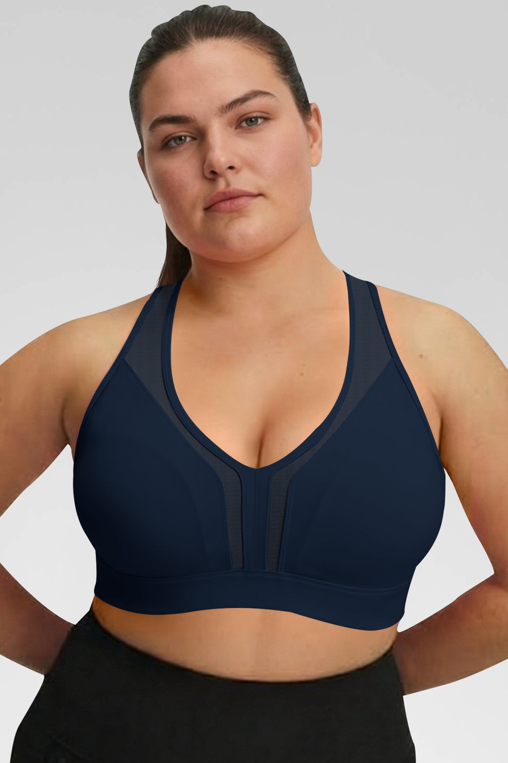 Aoysky Womens Dark Blue Plus Size Sports Bra