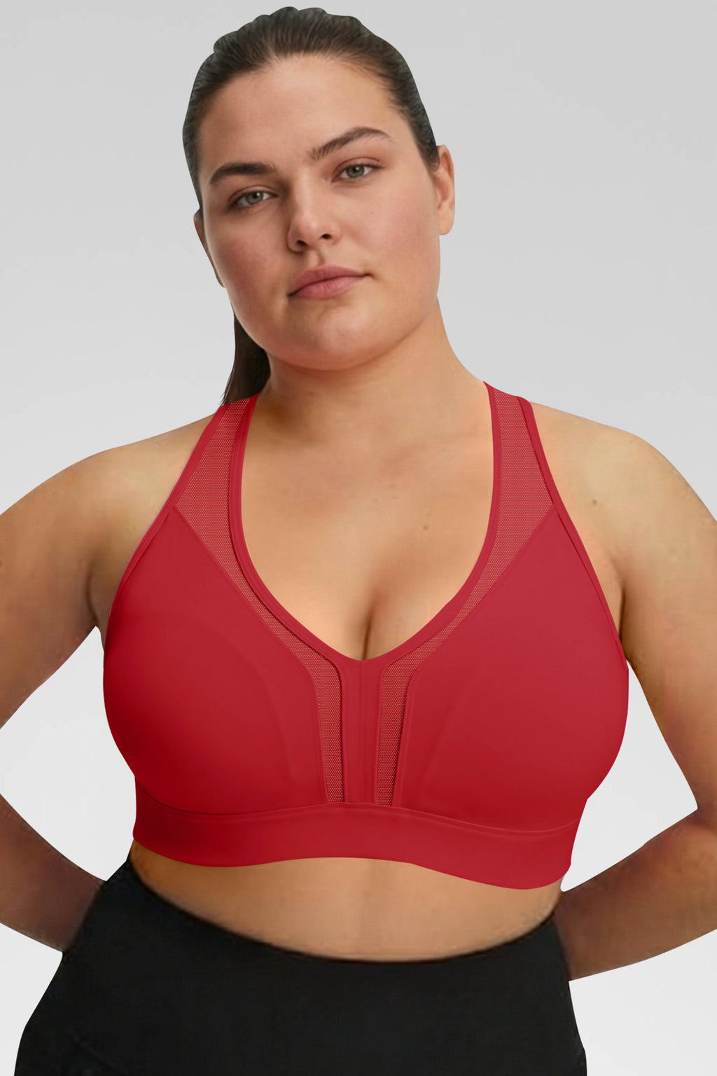 Aoysky Womens Red Plus Size Sports Bra