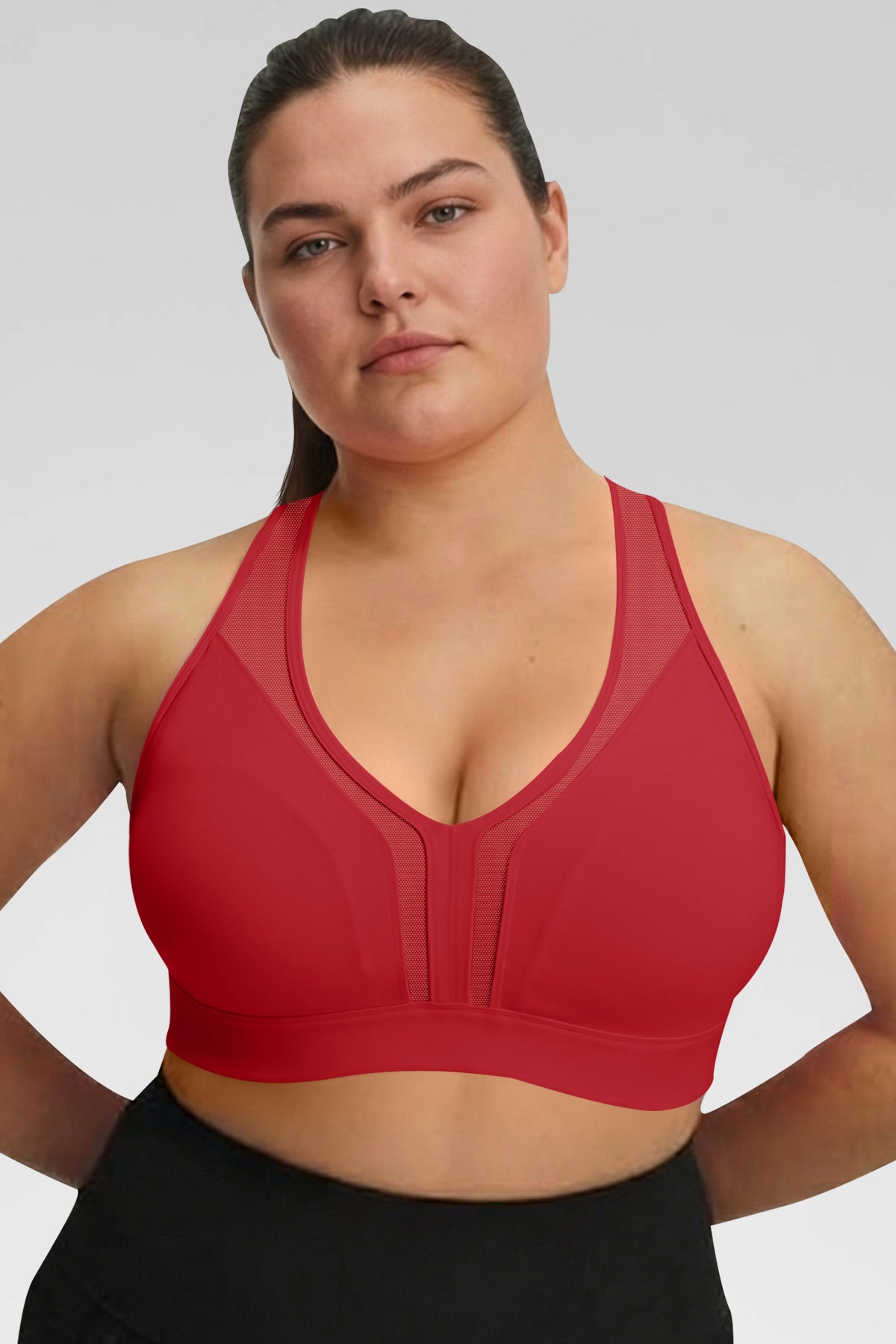 Aoysky Womens Red Plus Size Sports Bra
