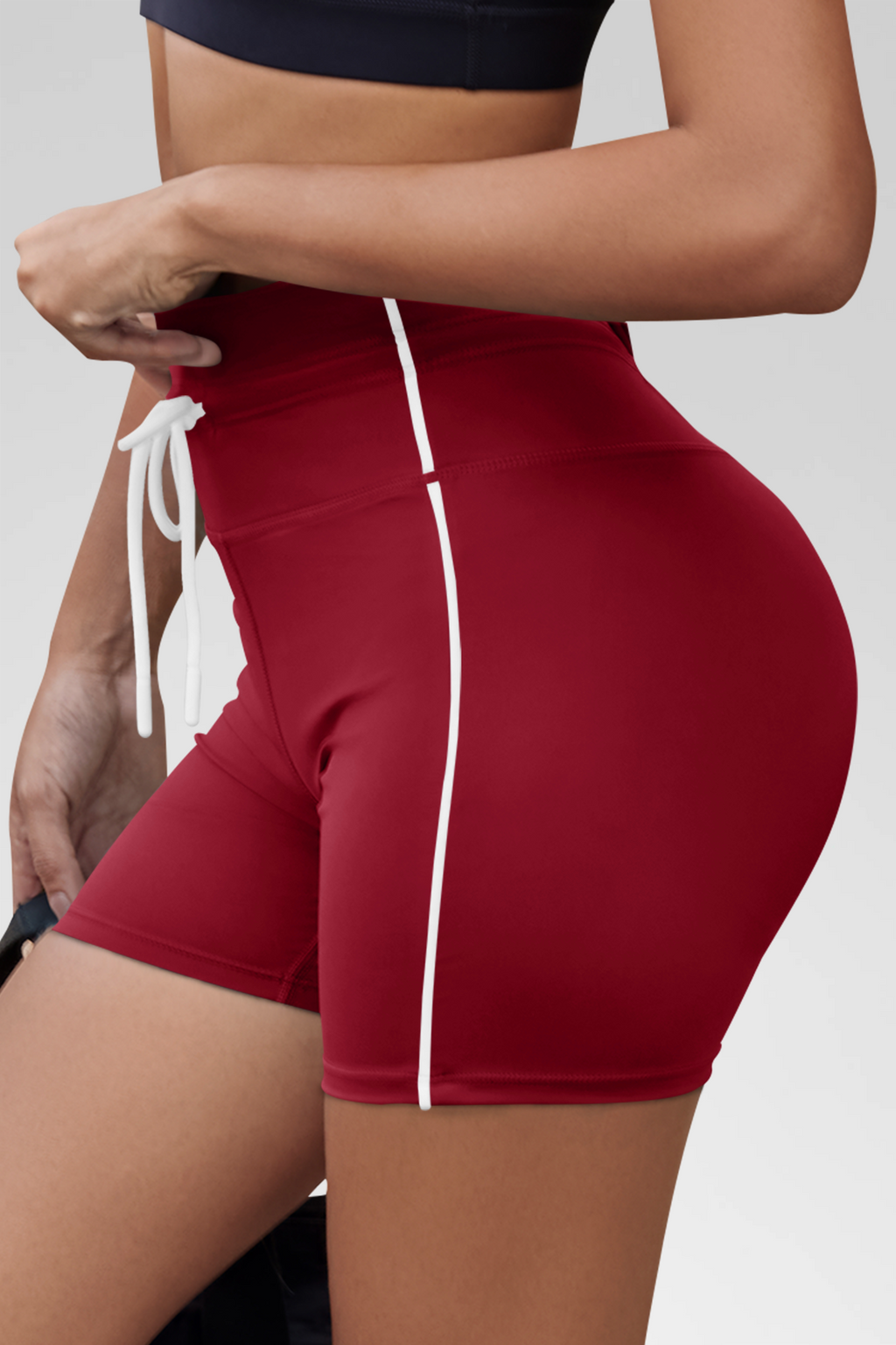 Aoysky Womens Red Drawstring Biker Shorts