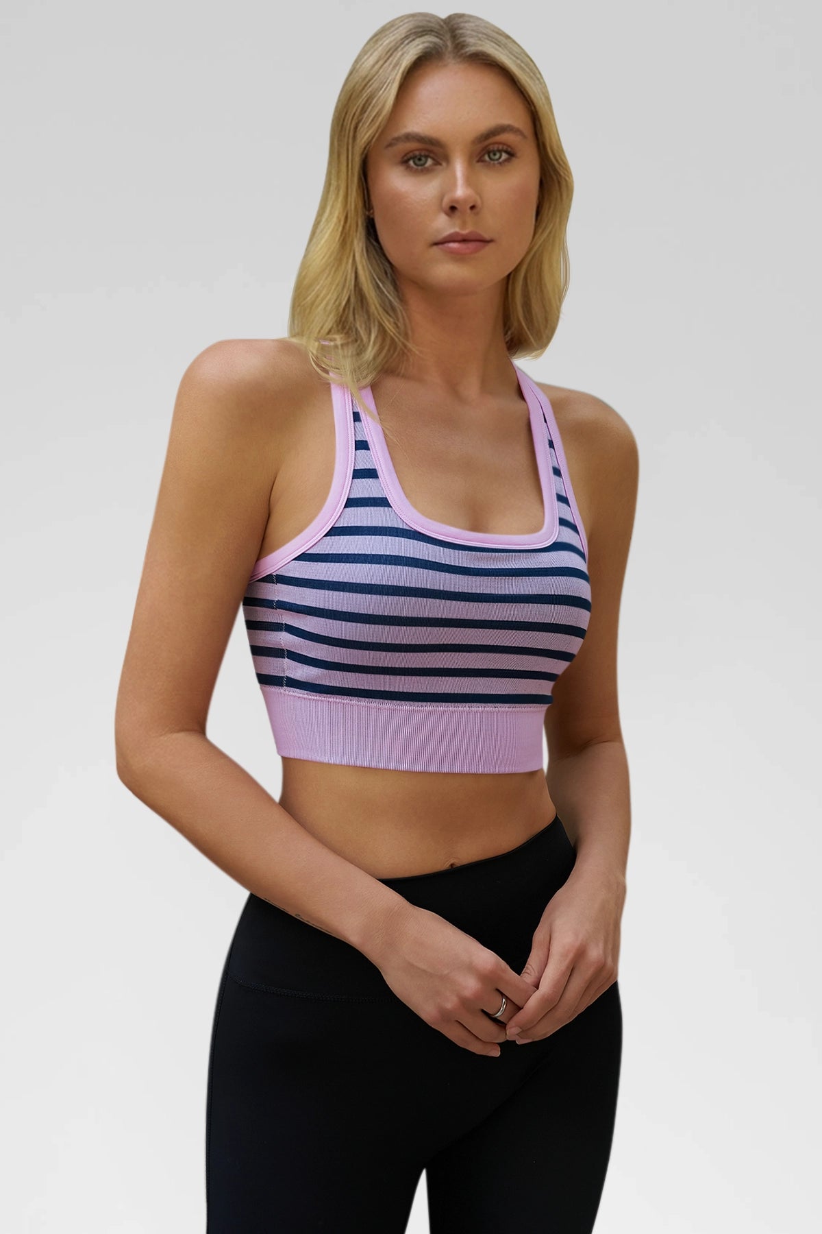 Aoysky Womens Pink Ribbed Racerback Bra