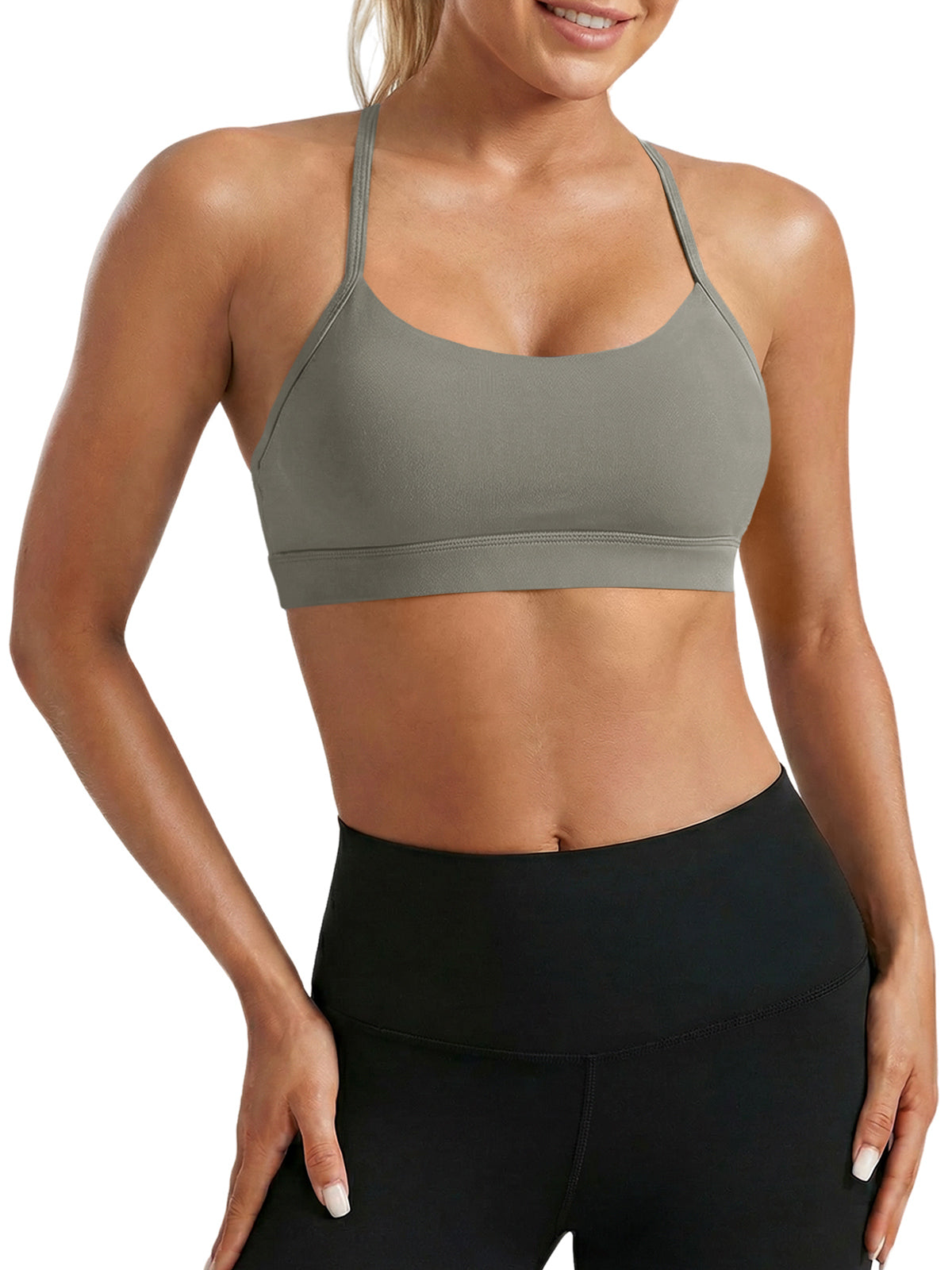 Aoysky Womens Grey Y Back Sports Bra