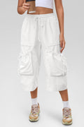Aoysky Womens White Cargo Capri Pants
