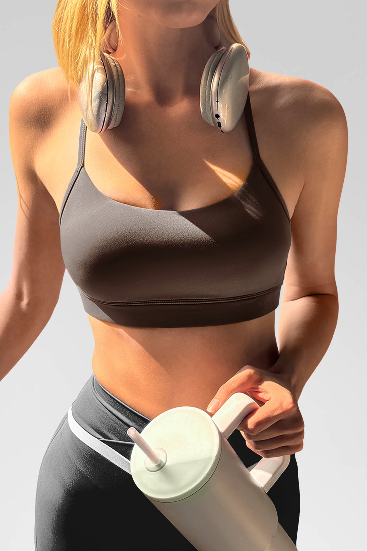 Aoysky Womens Brown Y Back Sports Bra
