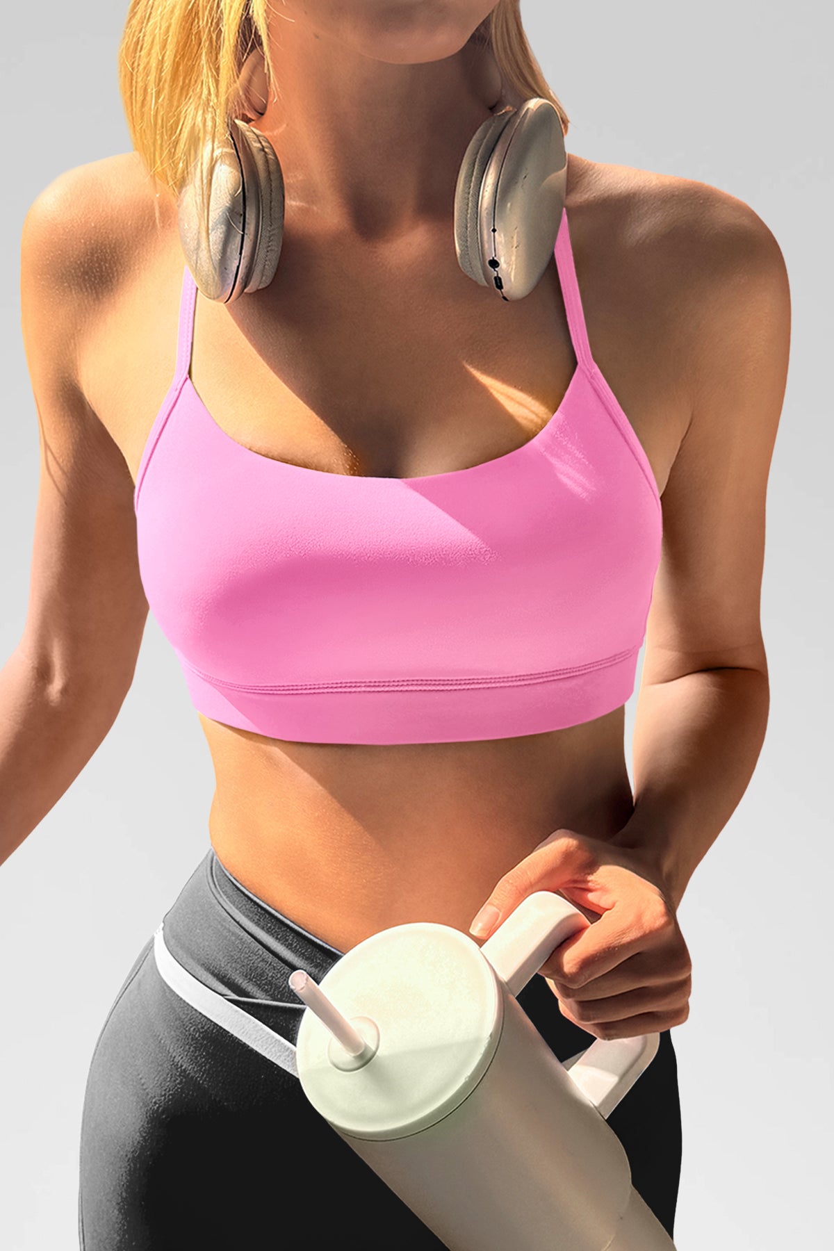 Aoysky Womens Pink Y Back Sports Bra
