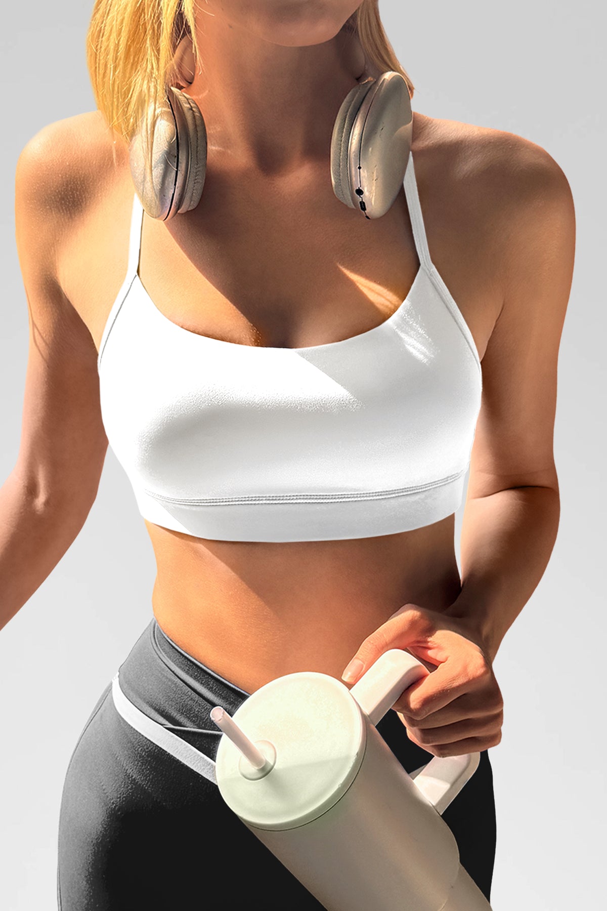 Aoysky Womens White Y Back Sports Bra