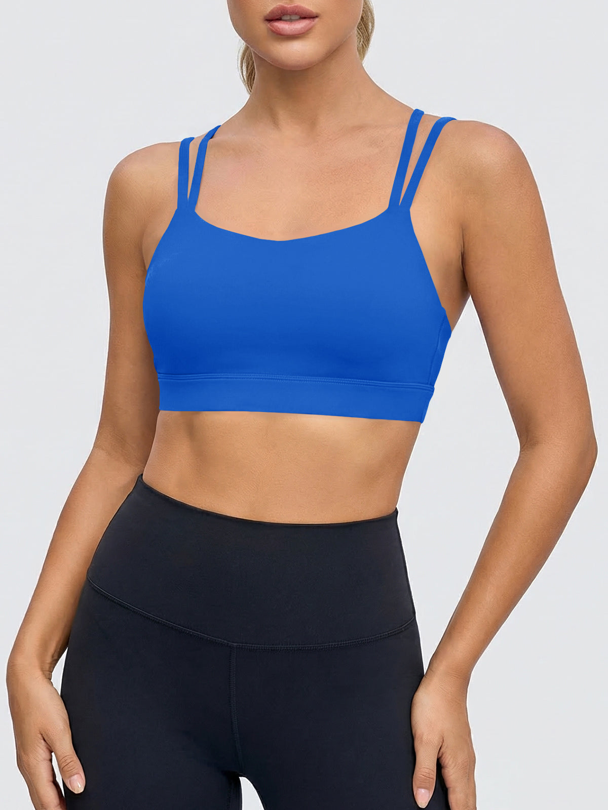 Aoysky Womens Blue Strappy Padded Sports Bra