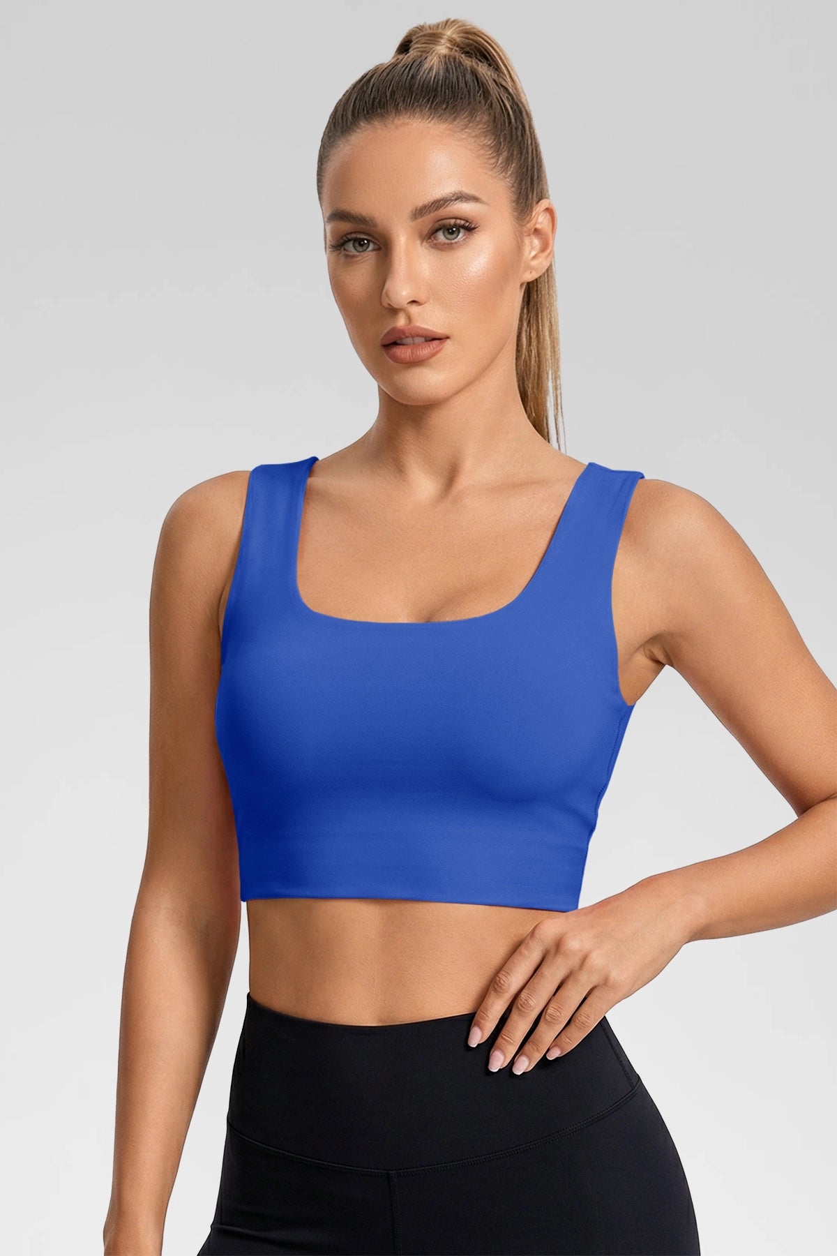 Aoysky Womens Blue Square Neck Sports Bra
