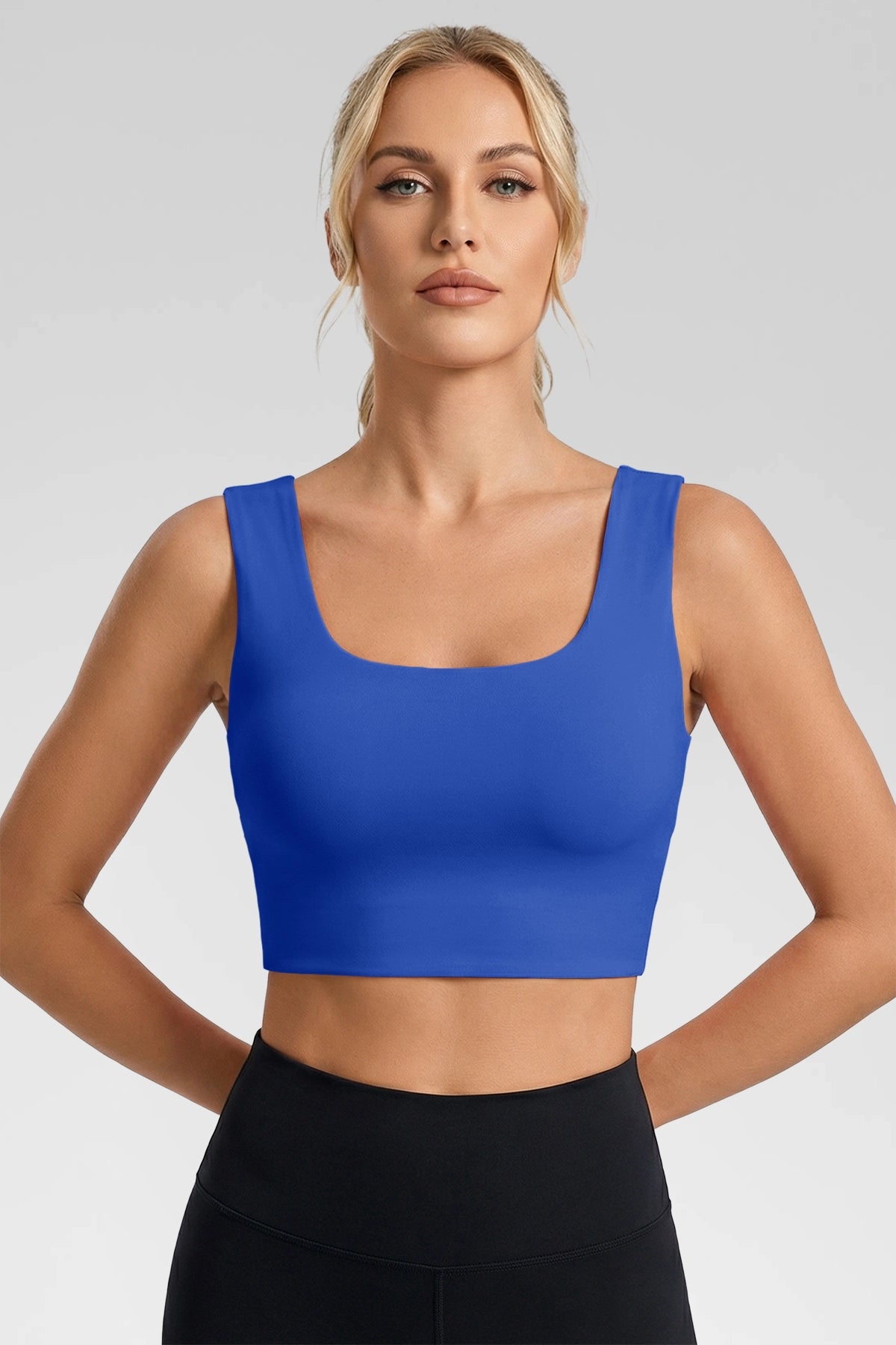 Aoysky Womens Blue Square Neck Sports Bra