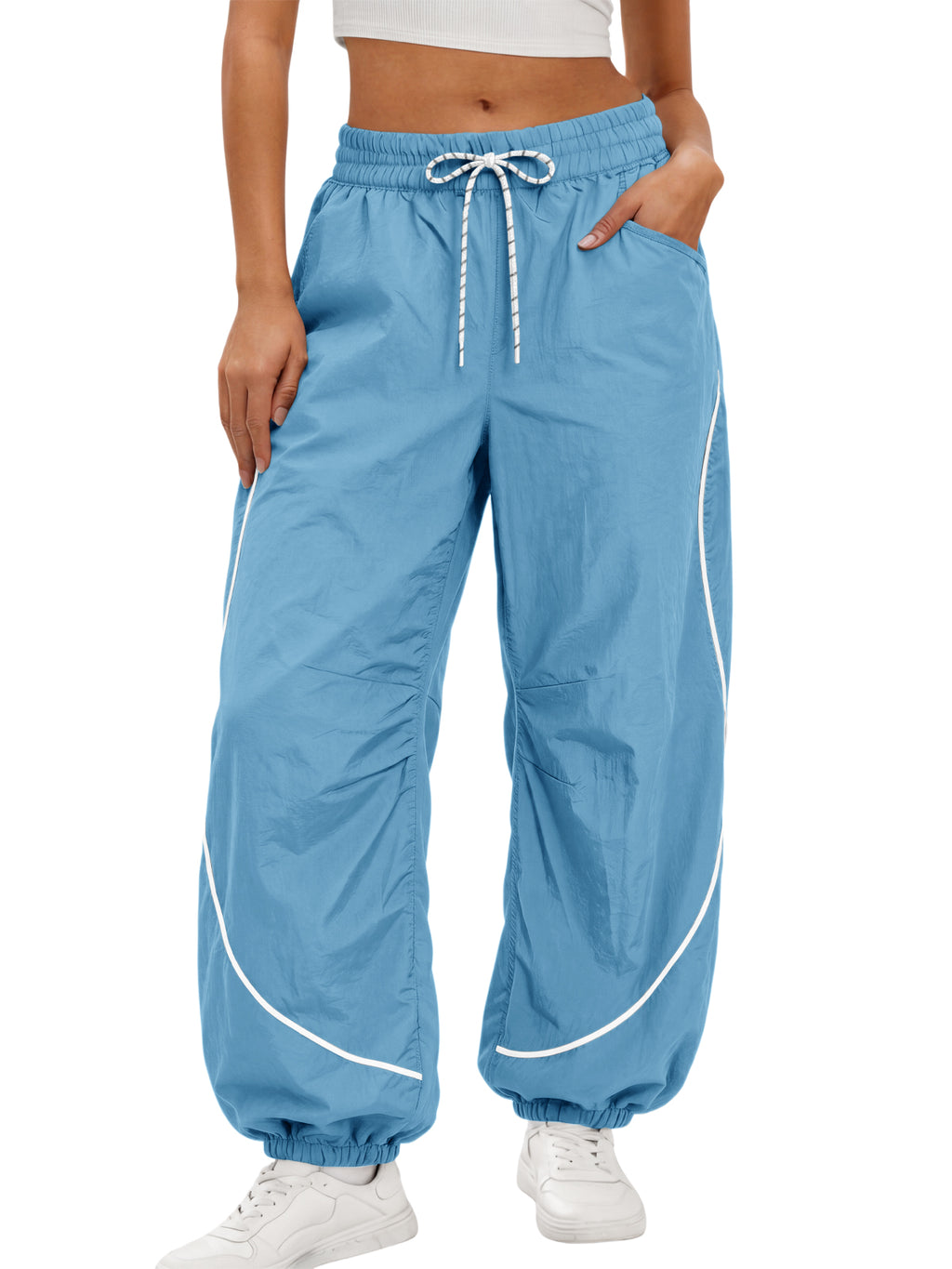 Aoysky Womens Blue Parachute Track Pants