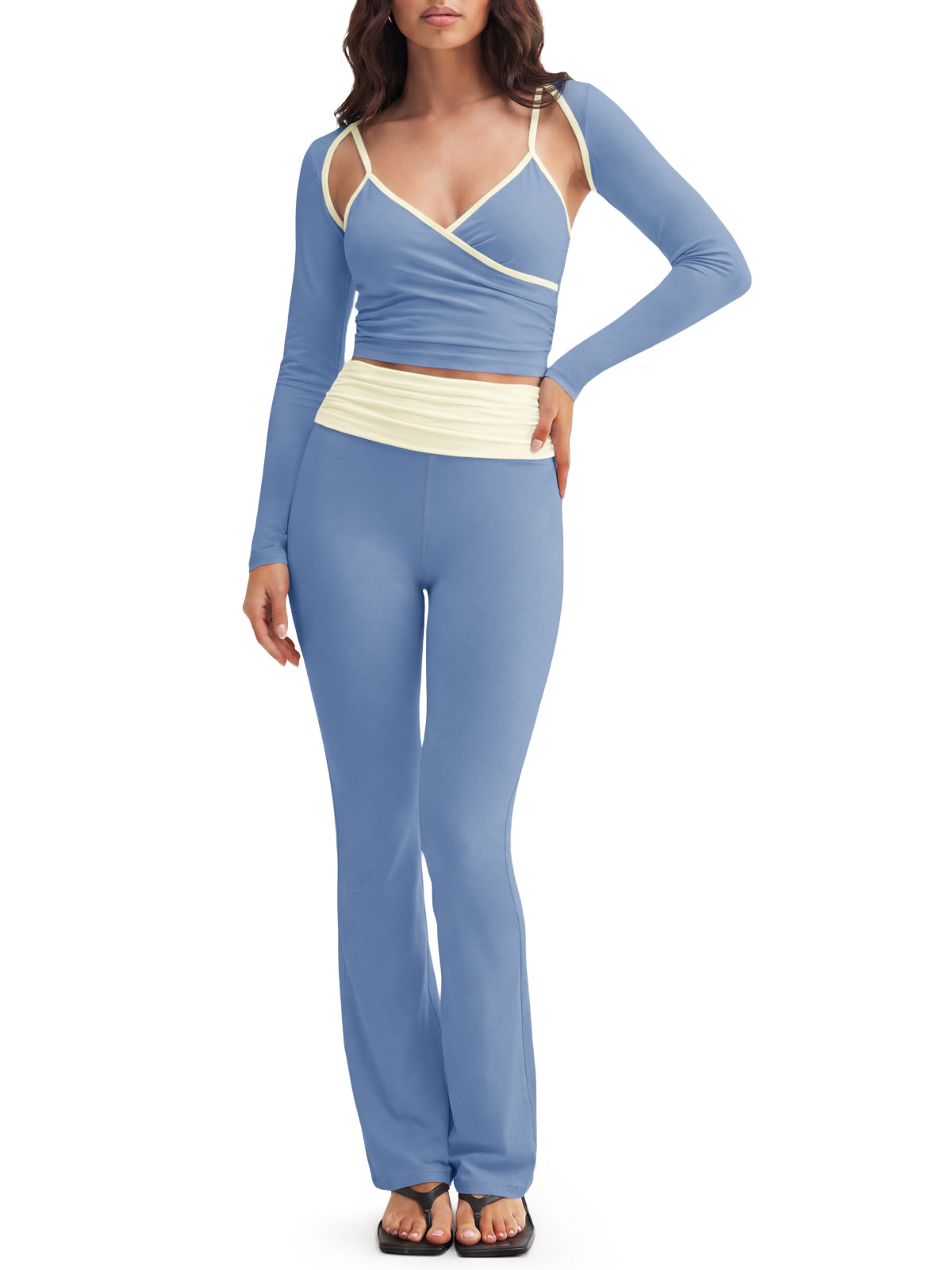 Aoysky Womens Blue 3 Piece Workout Set