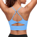 Aoysky Womens Blue Twist Back Sports Bra