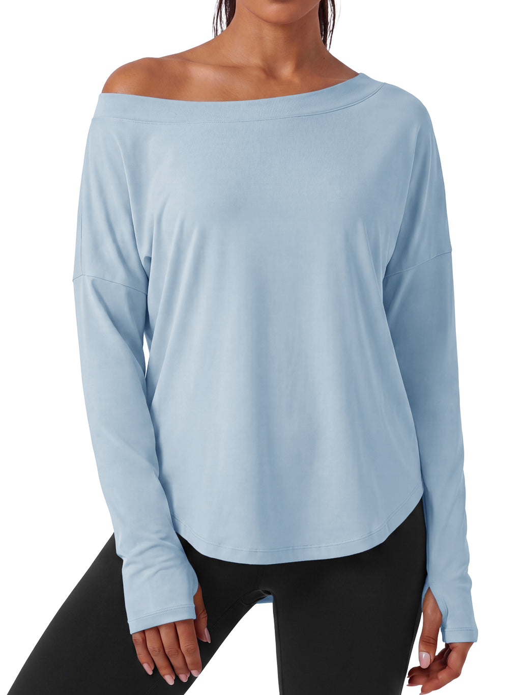 Aoysky Womens Blue Off Shoulder Top