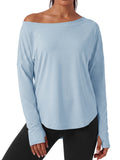 Aoysky Womens Blue Off Shoulder Top