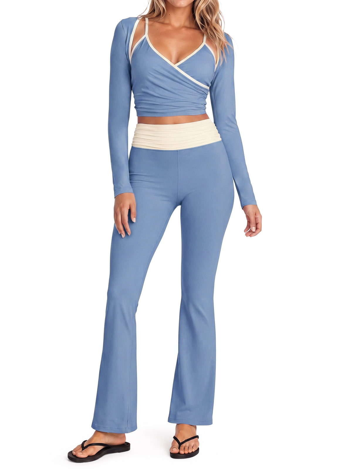 Aoysky Womens Blue 3 Piece Workout Set