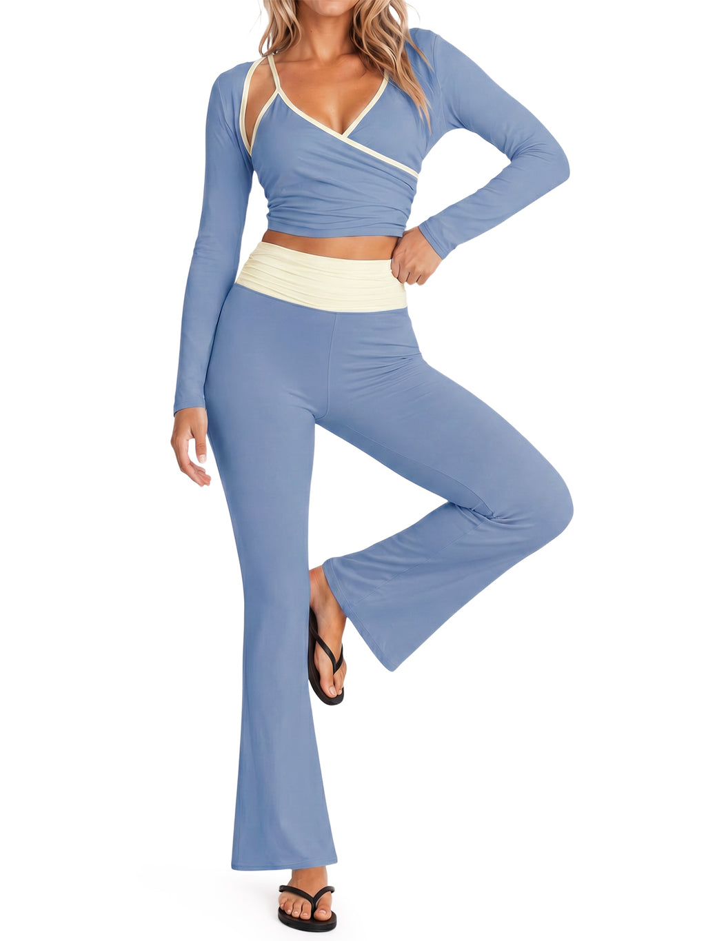 Aoysky Womens Blue 3 Piece Workout Set