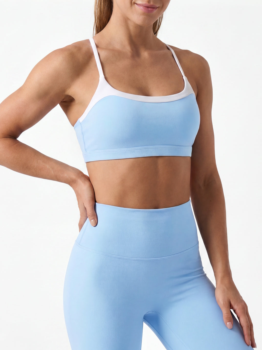 Aoysky Womens Blue Scoop Sports Bra