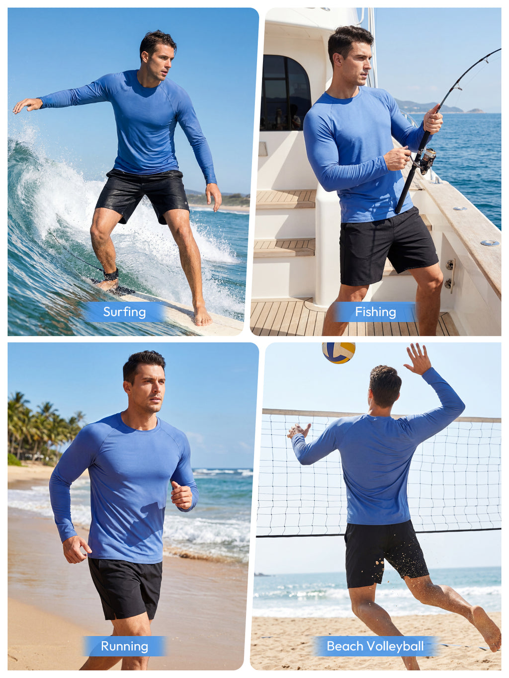 Aoysky Mens Blue UV Athletic Shirt