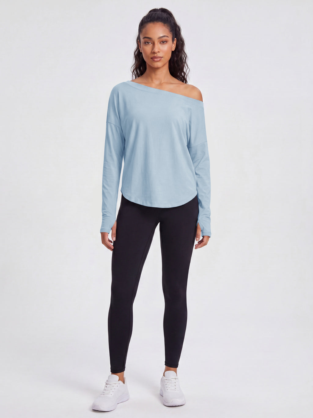 Aoysky Womens Blue Off Shoulder Top
