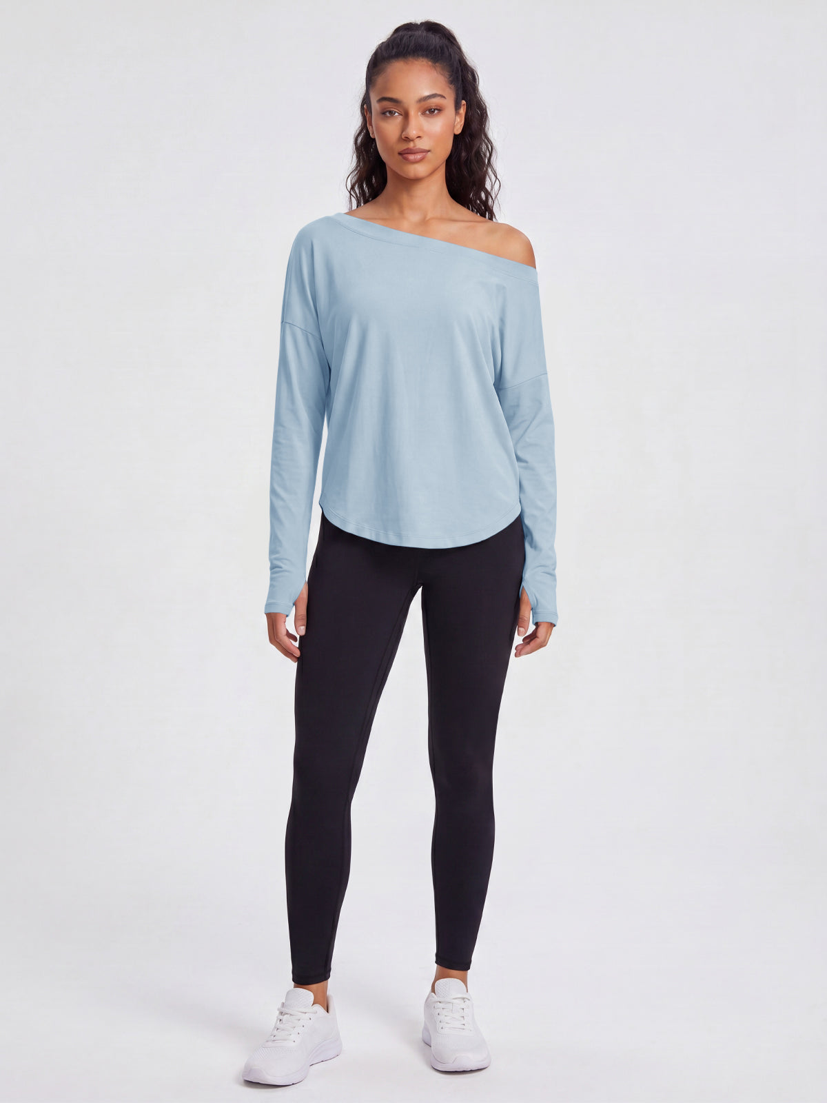 Aoysky Womens Blue Off Shoulder Top