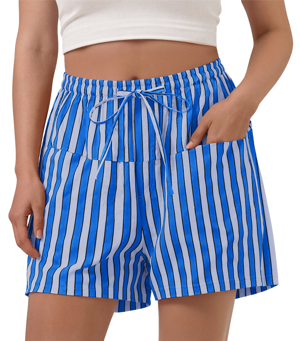 Aoysky Womens Blue Striped Lounge Shorts