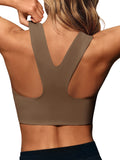 Aoysky Womens Brown Square Neck Sports Bra