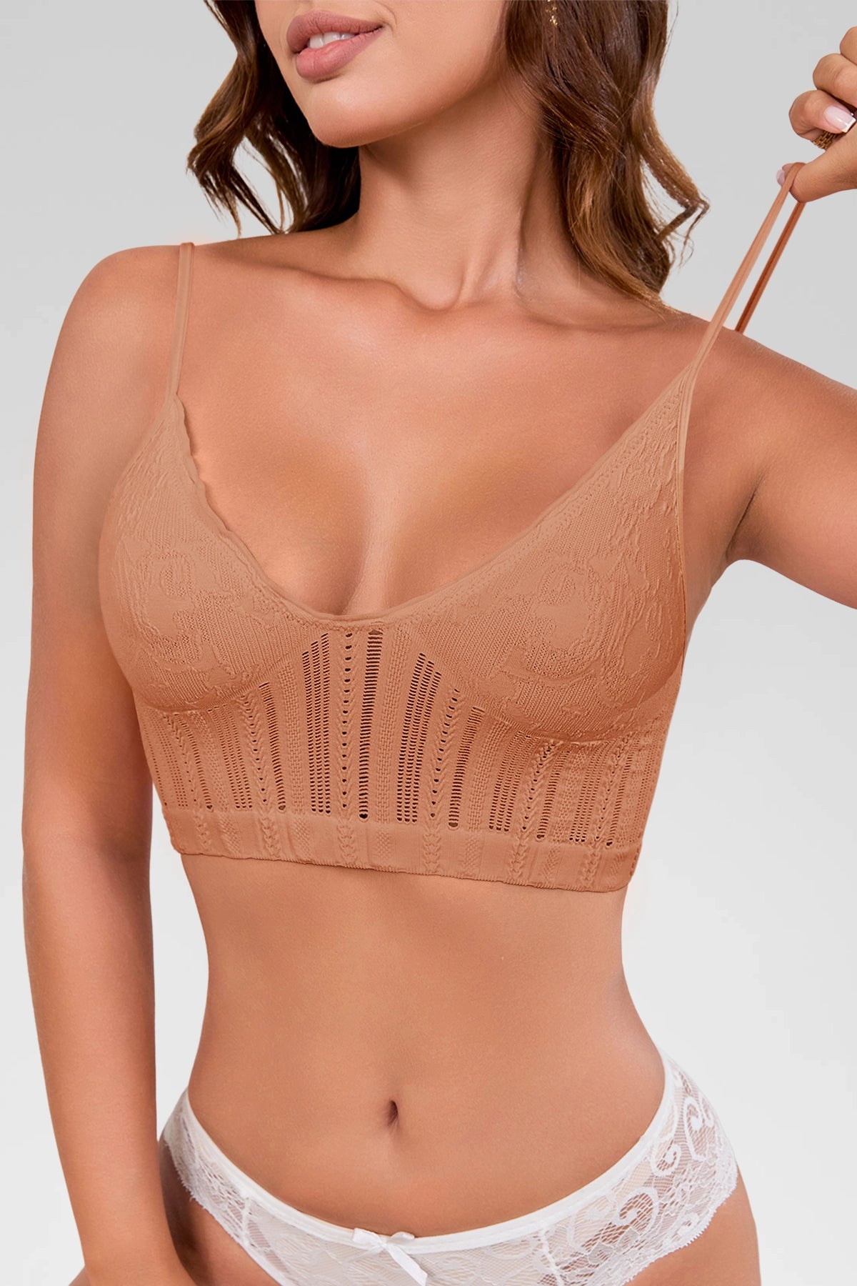 Aoysky Womens Brown Wireless Triangle Bralette