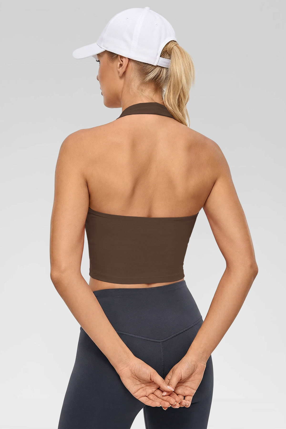 Aoysky Womens Brown Halter Workout Tank