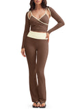 Aoysky Womens Brown 3 Piece Workout Set
