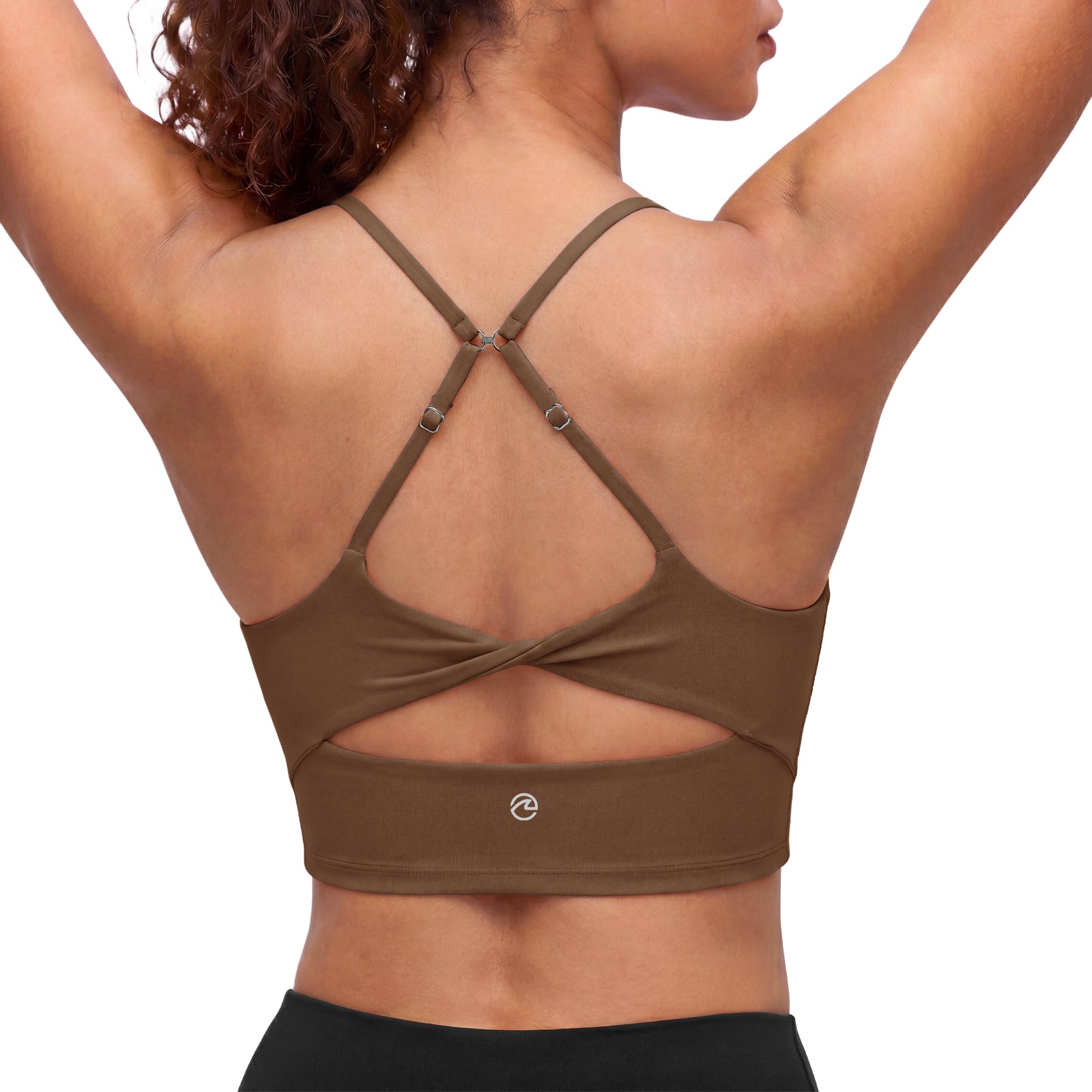 Aoysky Womens Brown Twist Back Sports Bra