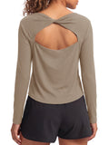 Aoysky Womens Brown Open Back Top