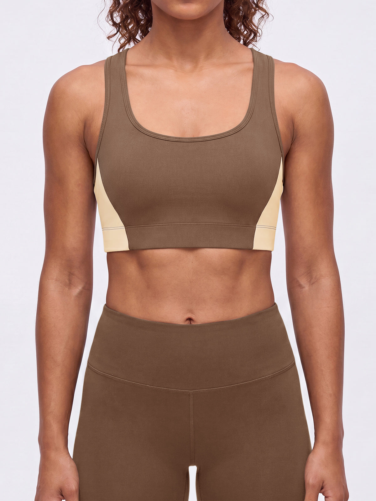 Aoysky Womens Brown Racerback Sports Bra