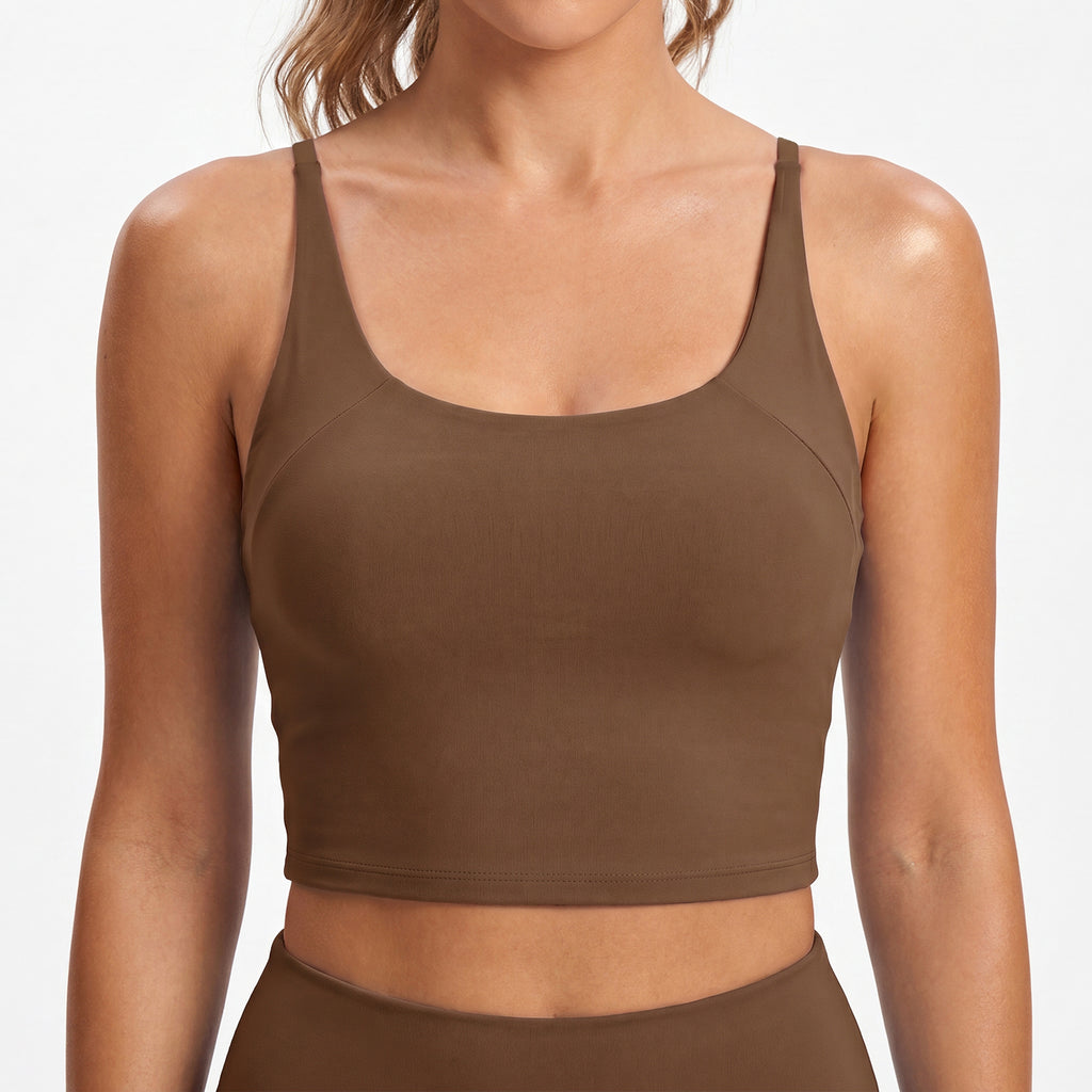 Aoysky Womens Brown Twist Back Sports Bra