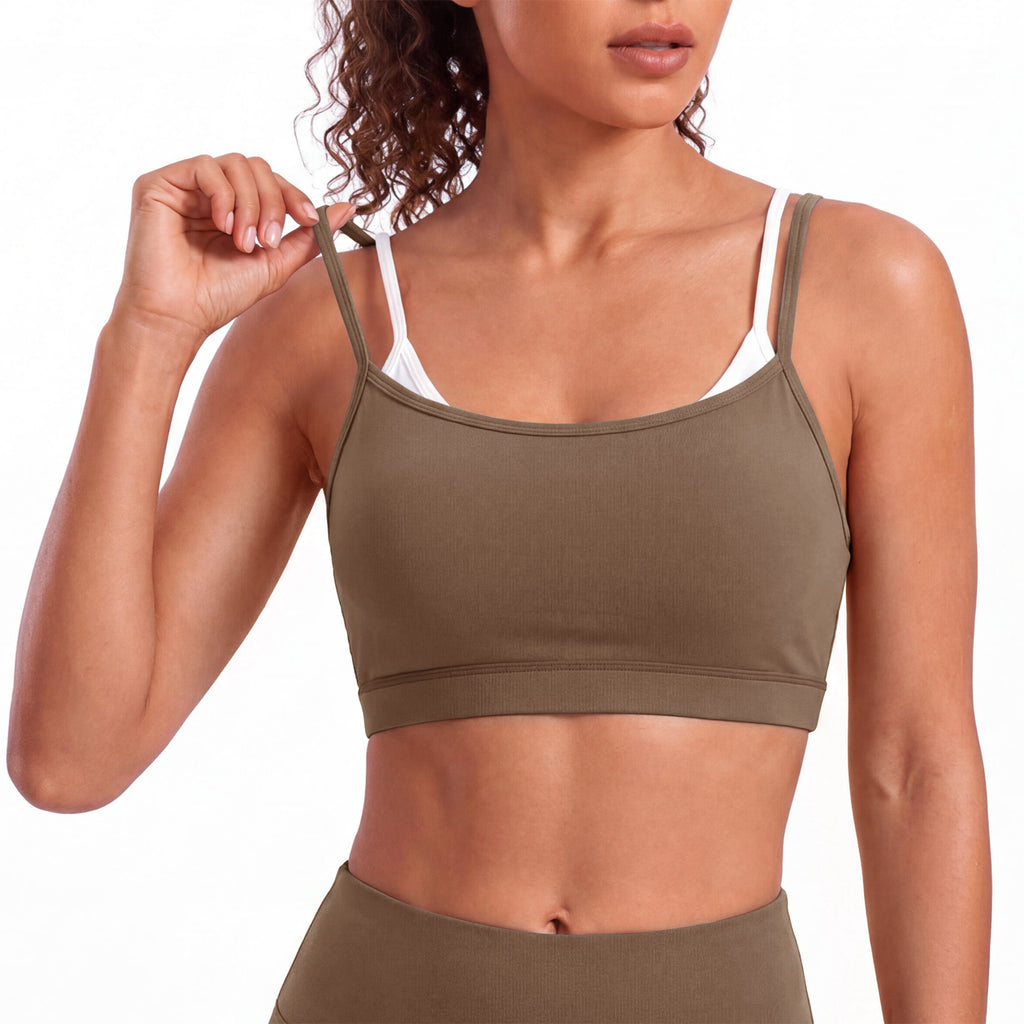 Aoysky Womens Brown Strappy Sports Bra