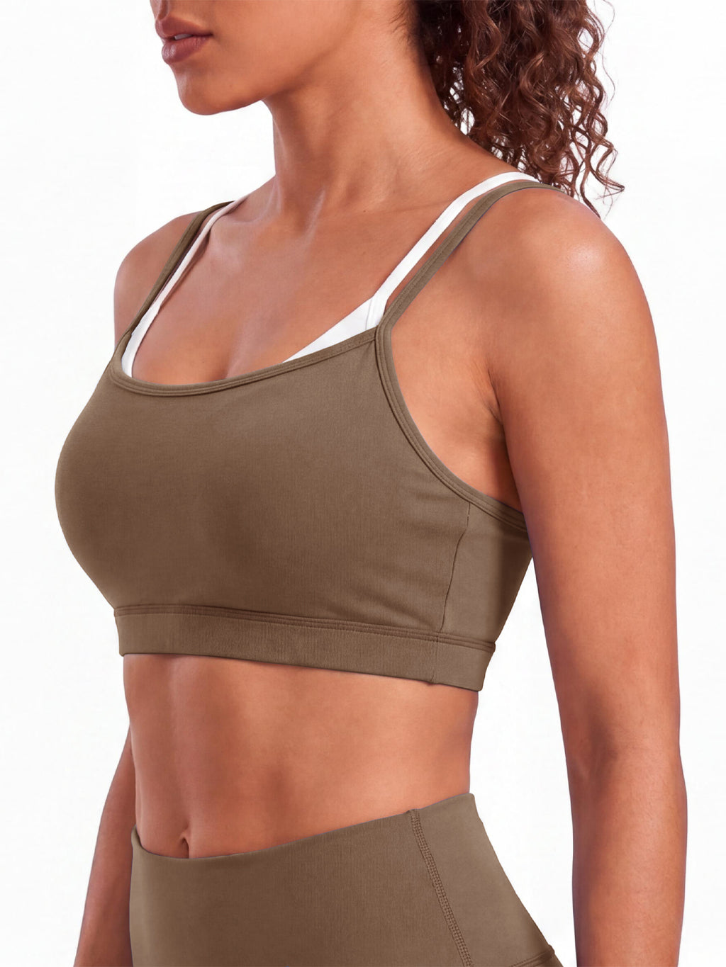 Aoysky Womens Brown Strappy Sports Bra