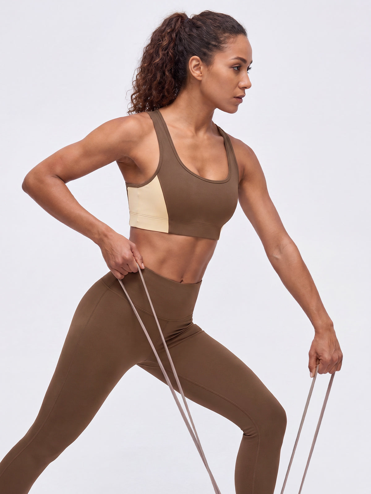 Aoysky Womens Brown Racerback Sports Bra