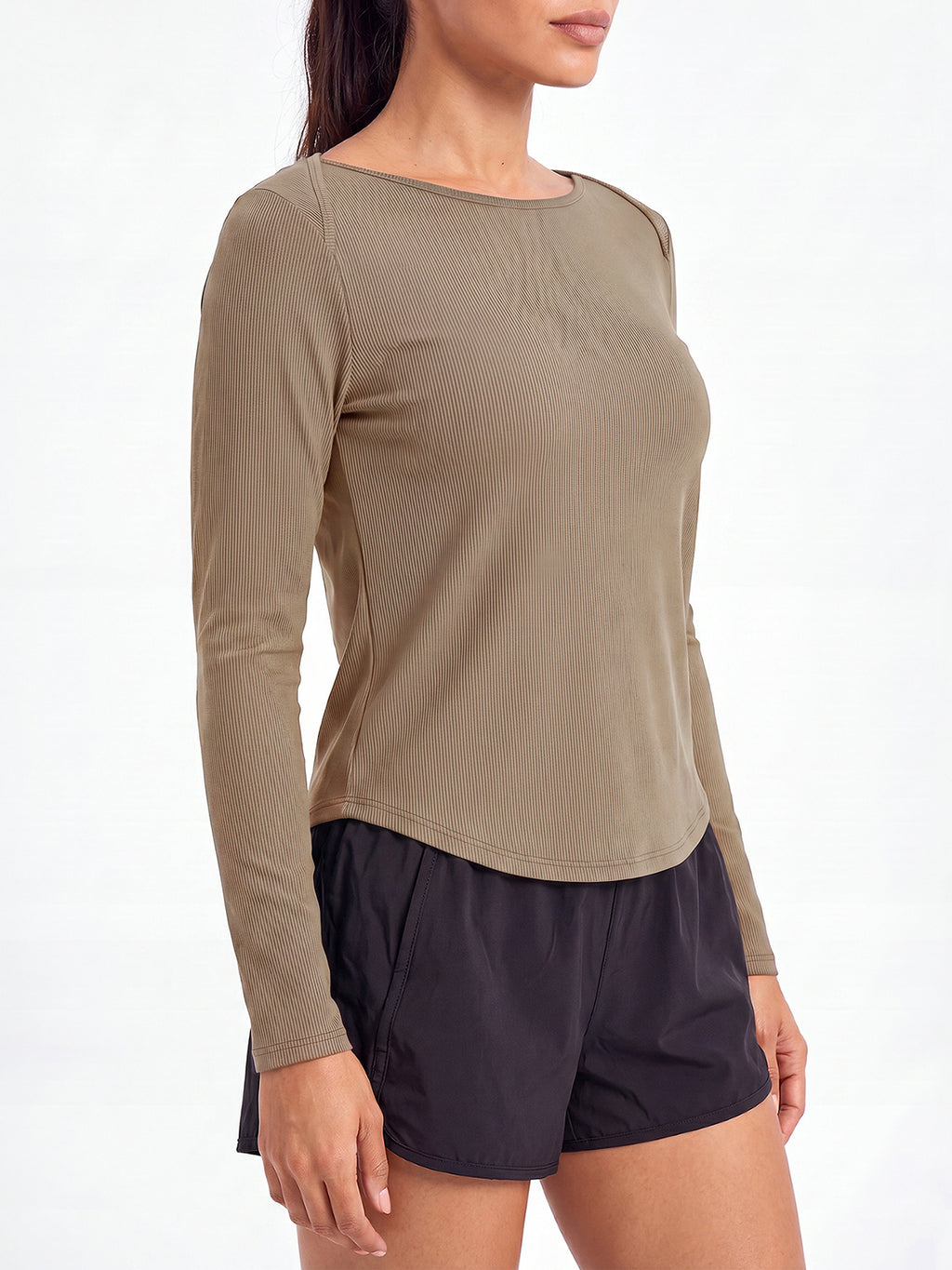 Aoysky Womens Brown Open Back Top